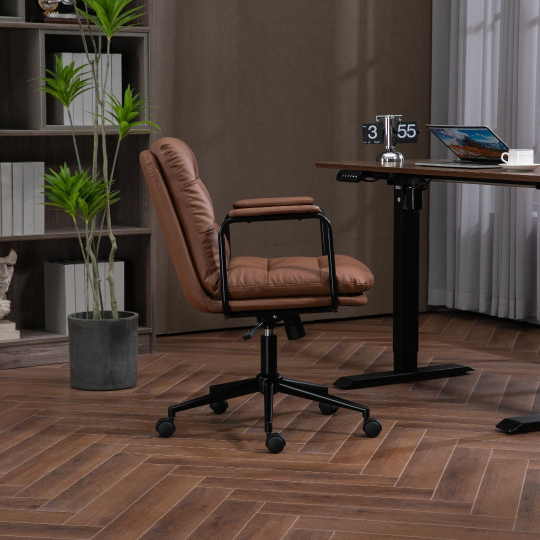 JENNA FAUX LEATHER OFFICE CHAIR - BROWN