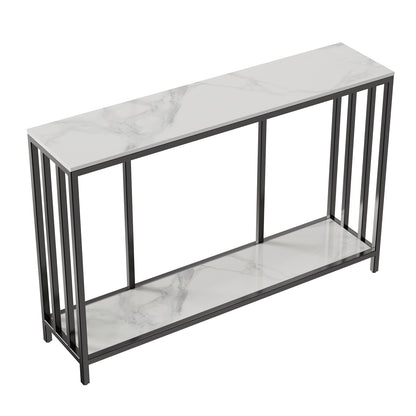 Bronte Dual Layer Hallway Console - White Marble Stone