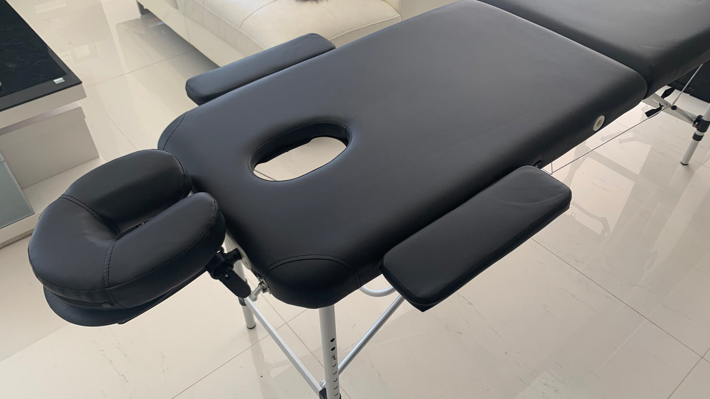 MASSAGE TABLE / BEAUTY BED - BLACK - TRI FOLD